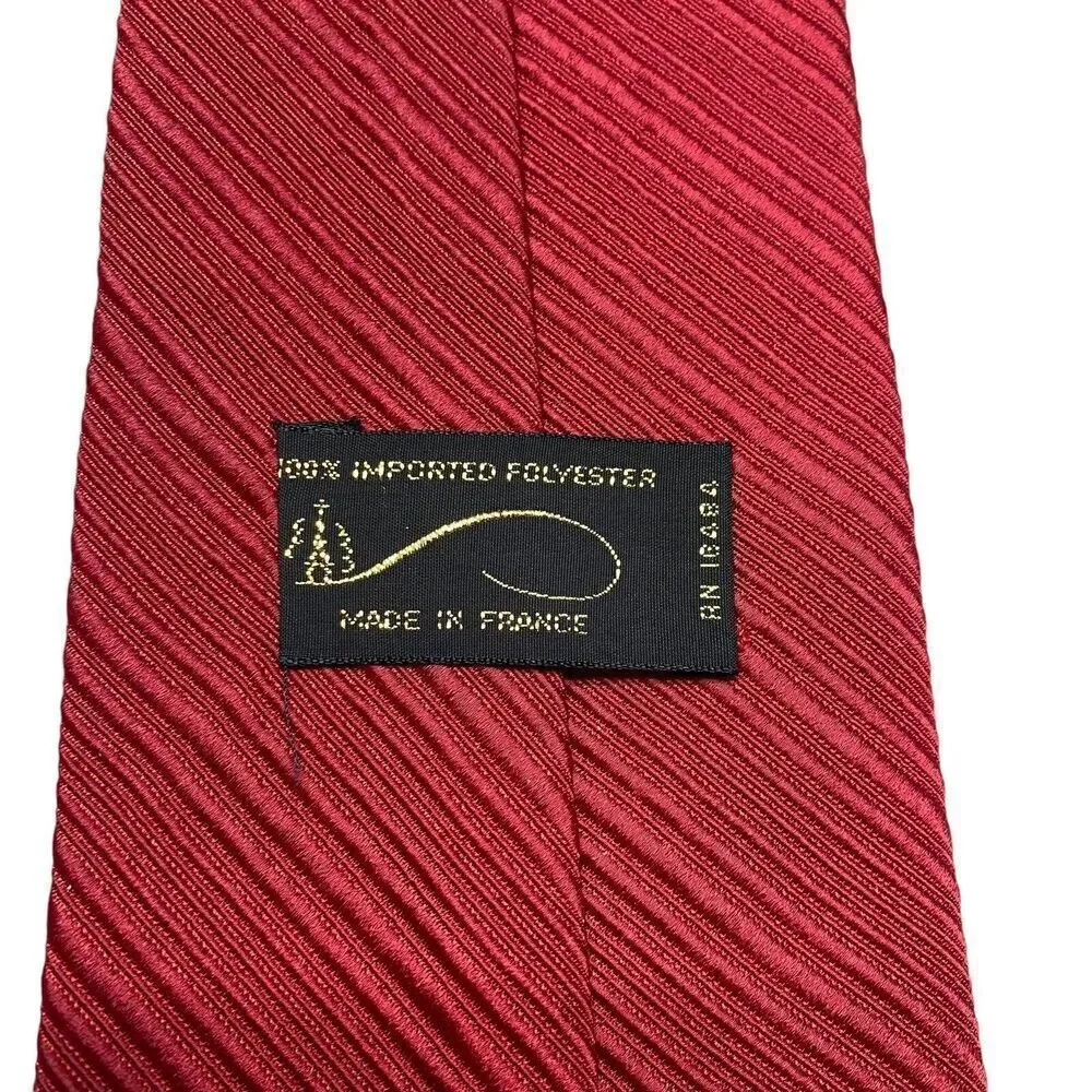 Vintage Mens Tie Necktie Wide Polyester Maroon Tone on Tone Stripes